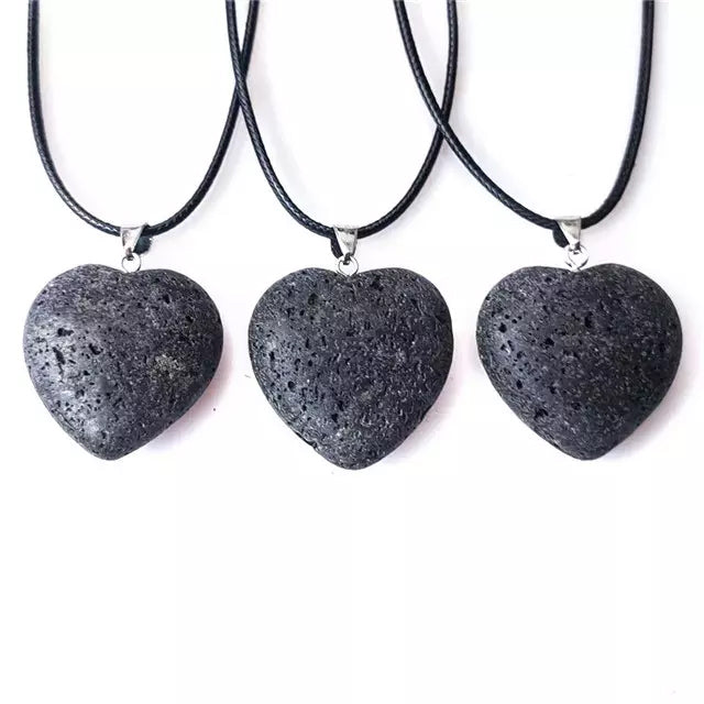 Black Lava Heart Necklace